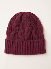 Burgundsko rdeča - FatFace Cable Beanie - Slika 1 iz 2