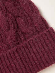 Burgundsko rdeča - FatFace Cable Beanie - Slika 2 iz 2
