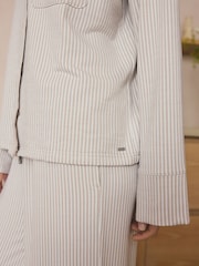 Neutral Stripe Jersey Button Through Pyjamas - Image 5 of 8