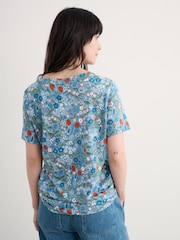 Seasalt Cornwall Blue Barnoon Jersey Printed Short Sleeve Top - Image 2 of 5
