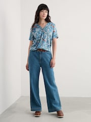 Seasalt Cornwall Blue Barnoon Jersey Printed Short Sleeve Top - Image 3 of 5