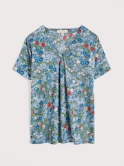 Seasalt Cornwall Blue Barnoon Jersey Printed Short Sleeve Top - Image 5 of 5