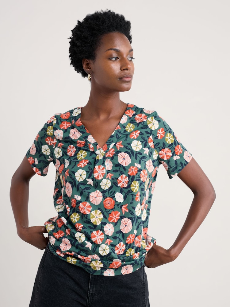 Seasalt Cornwall Blue Barnoon Jersey Printed Short Sleeve Top - Image 1 of 5