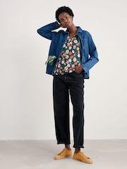 Seasalt Cornwall Blue Barnoon Jersey Printed Short Sleeve Top - Image 2 of 5