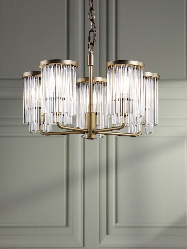 Laura Ashley Brass Hilcote 5 Light Pendant - Image 1 of 7