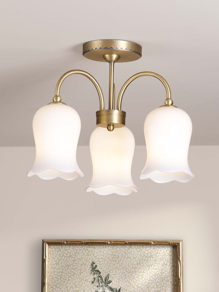 Laura Ashley Brass Lidsell 3 Light Semi Flush - Image 1 of 6