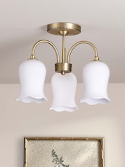 Laura Ashley Brass Lidsell 3 Light Semi Flush - Image 2 of 6