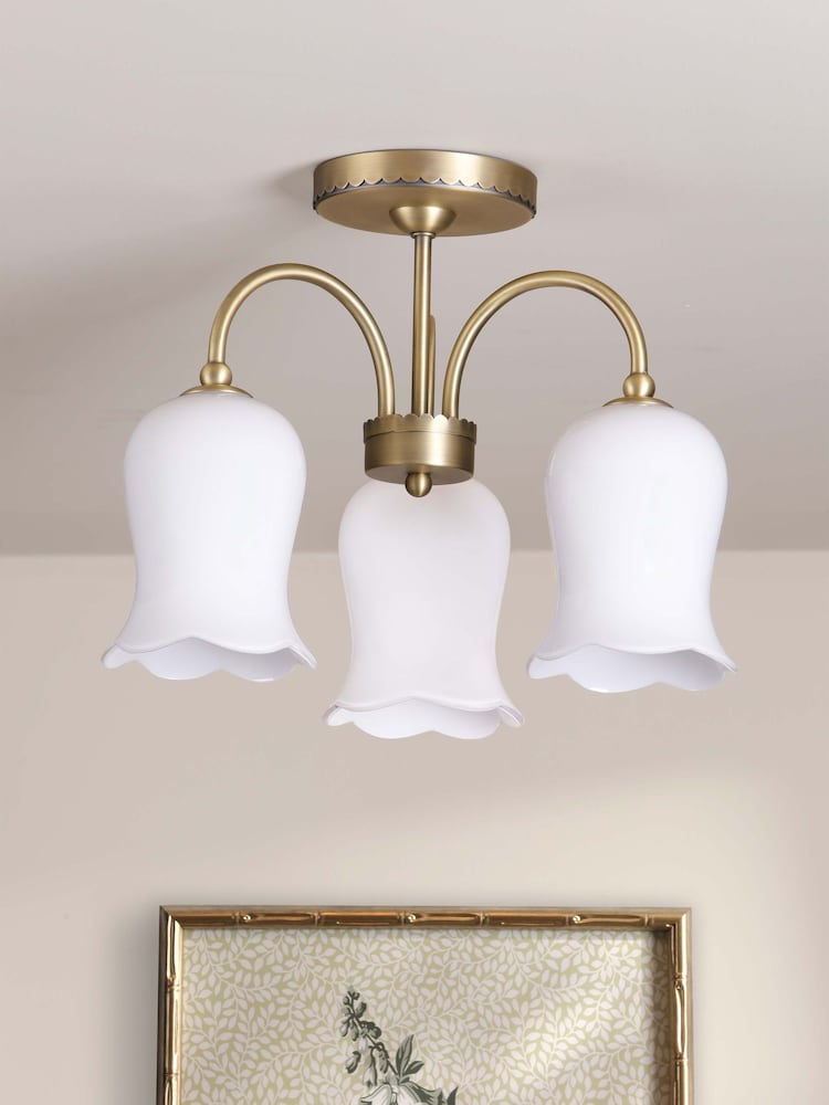 Laura Ashley Brass Lidsell 3 Light Semi Flush - Image 2 of 6