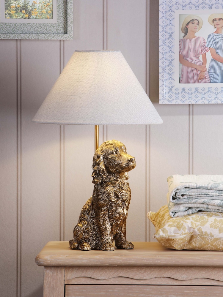 Laura Ashley Gold Cocker Spaniel Dog Table Lamp - Image 1 of 7