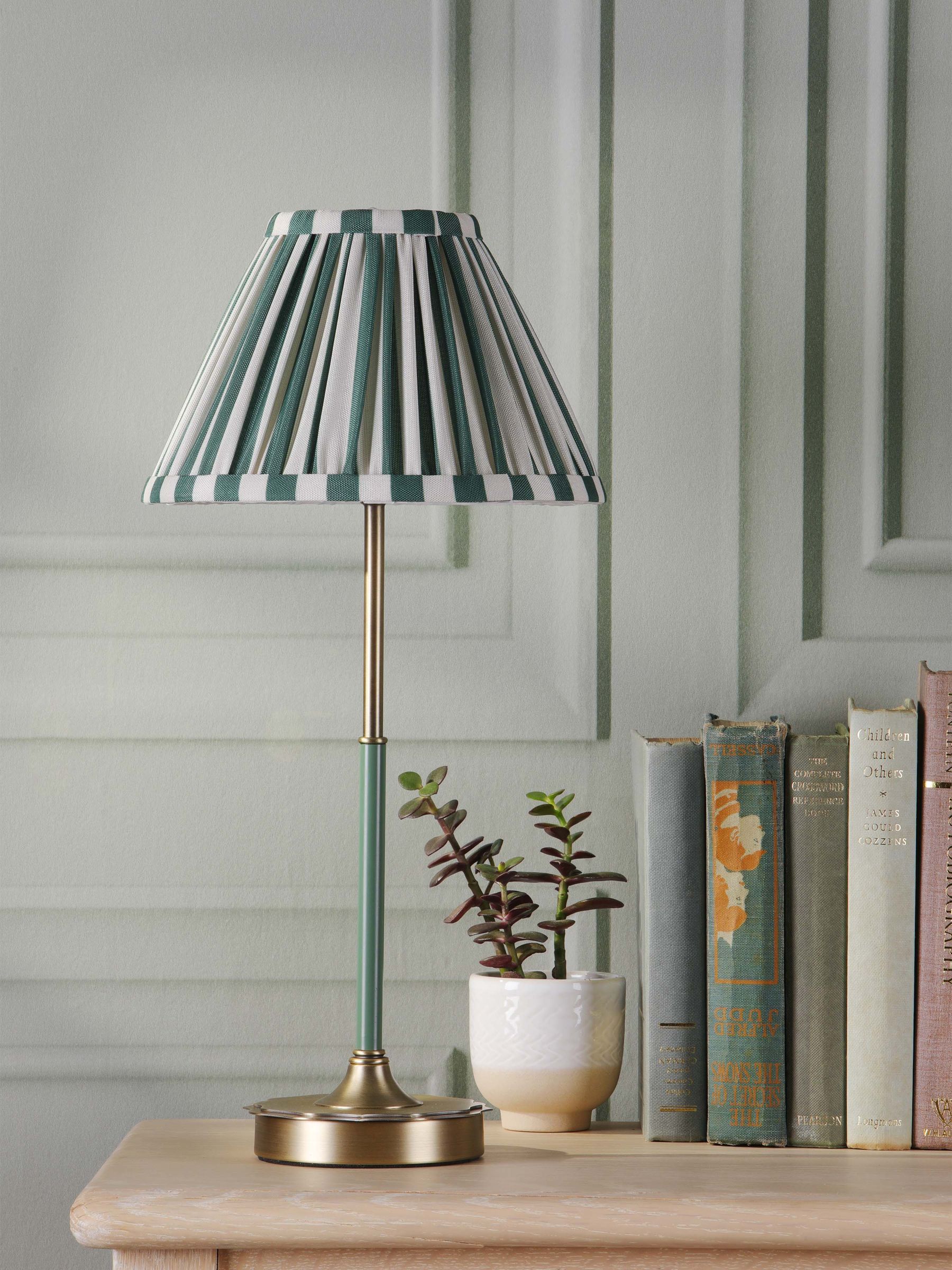 Laura Ashley Stannard Green Ceramic & Polished Chrome Table Lamp With Shade