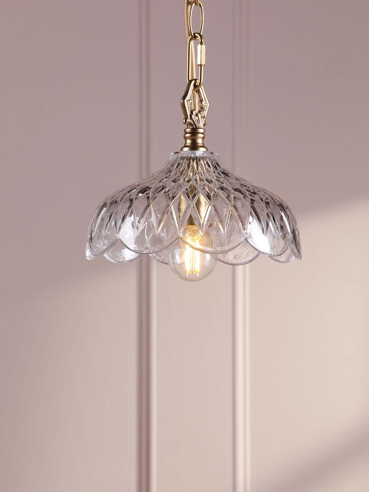 Laura Ashley Brass Eversden 1 Light Pendant - Image 1 of 7