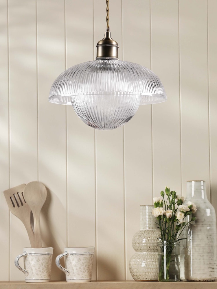 Laura Ashley Brass Billham 1 Light Pendant - Image 2 of 7