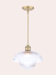 Laura Ashley Brass Billham 1 Light Pendant - Image 3 of 7