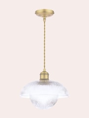 Laura Ashley Brass Billham 1 Light Pendant - Image 4 of 7
