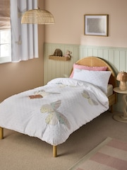White Floral Butterfly Duvet Cover and Pillowcase Set - Image 1 of 3
