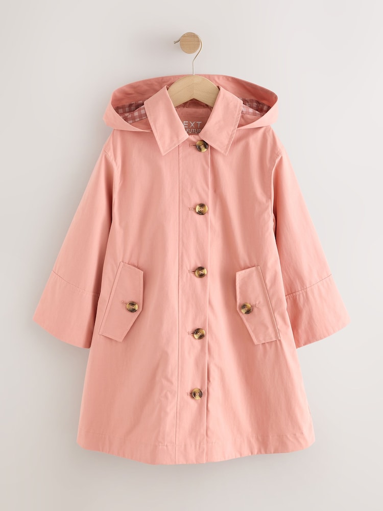 Pink Shower Resistant Duster Trench Coat (5-13yrs) - Image 1 of 6 Pink Shower Resistant Duster Trench Coat (5-13yrs) - Image 1 of 6