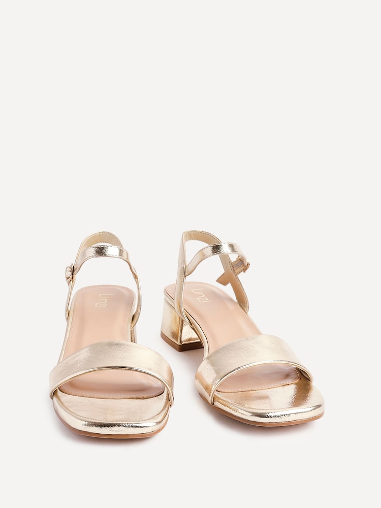 Linzi Gold Tillie Barely There Low Block Heel Sandals - Image 7 of 7 Linzi Gold Tillie Barely There Low Block Heel Sandals - Image 7 of 7