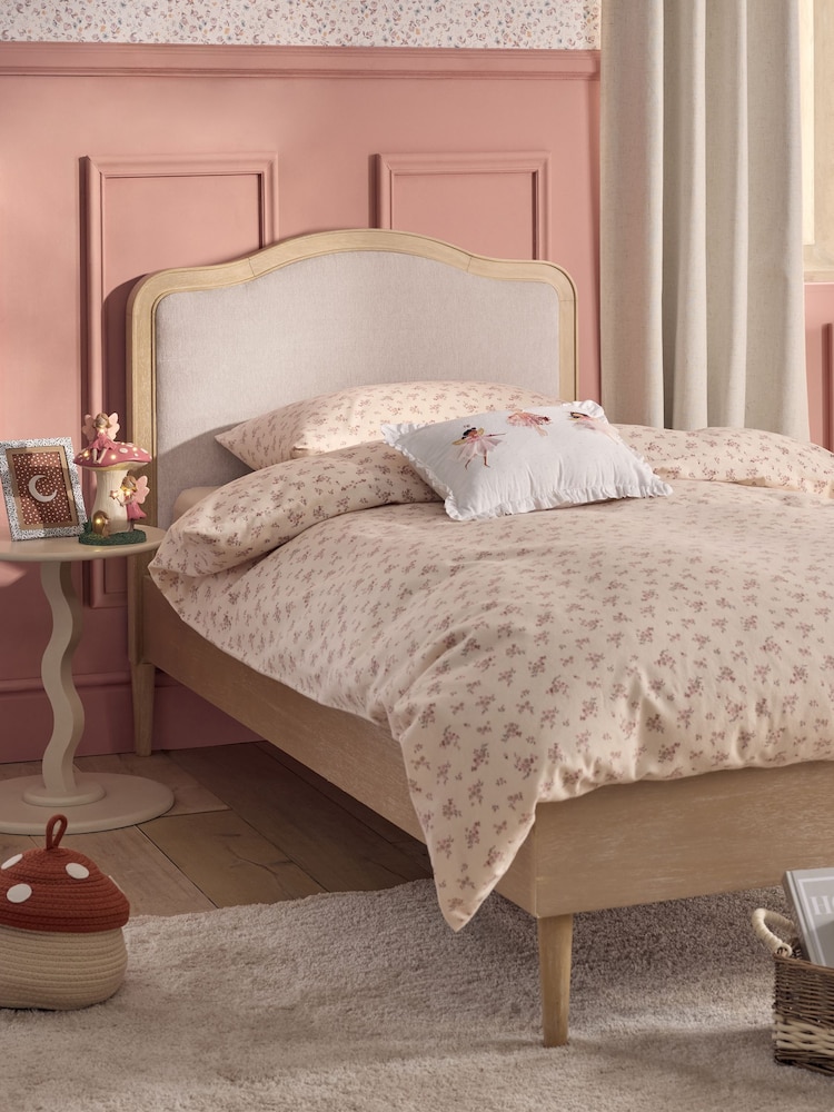 Smart Chenille Oyster Natural Lily Wooden Upholstered Single Bed Frame - Image 1 of 7 Smart Chenille Oyster Natural Lily Wooden Upholstered Single Bed Frame - Image 1 of 7