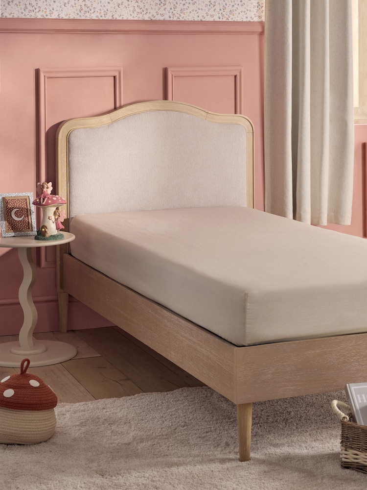 Smart Chenille Oyster Natural Lily Wooden Upholstered Single Bed Frame - Image 2 of 7 Smart Chenille Oyster Natural Lily Wooden Upholstered Single Bed Frame - Image 2 of 7