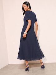 Friends Like These Navy Button Down 2 in 1 Pleated Dress - Image 4 of 5
