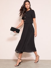 Friends Like These Black Button Down 2 in 1 Pleated Dress - Image 1 of 5