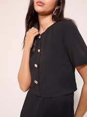 Friends Like These Black Button Down 2 in 1 Pleated Dress - Image 4 of 5