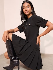 Friends Like These Black Pleat Peplum Hem Mini Dress - Image 2 of 4