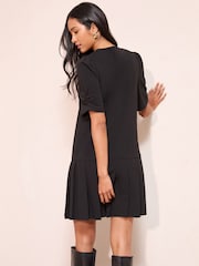 Friends Like These Black Pleat Peplum Hem Mini Dress - Image 3 of 4