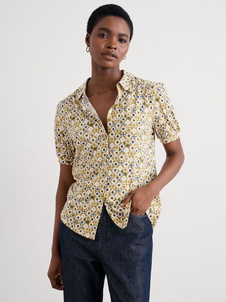 Seasalt Cornwall Yellow Embrace Short Sleeve Shirt - Image 1 of 6