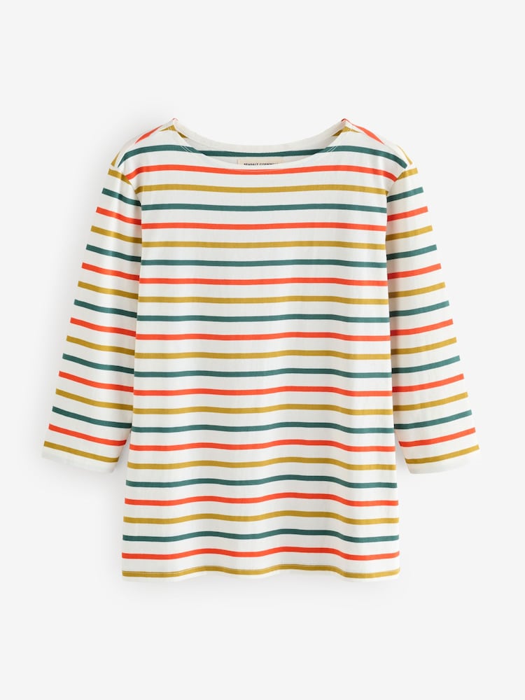 Seasalt Cornwall Blue Sailor 3/4 Sleeve Top In Certified Cotton Jersey - Image 1 of 1 Seasalt Cornwall Blue Sailor 3/4 Sleeve Top In Certified Cotton Jersey - Image 1 of 1