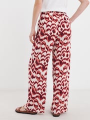 JD Williams Red Print Lightweight Wide Leg Trousers - Image 3 of 5
