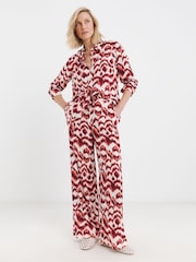 JD Williams Red Print Lightweight Wide Leg Trousers - Image 4 of 5