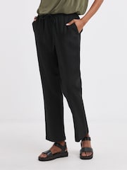 JD Williams Black Linen Mix Tapered Trousers - Image 1 of 4