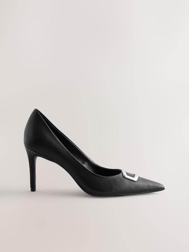 Black Forever Comfort® Leather Trim Court Heels - Image 2 of 10 Black Forever Comfort® Leather Trim Court Heels - Image 2 of 10
