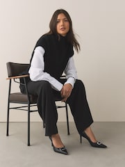 Black Forever Comfort® Leather Trim Court Heels - Image 6 of 10