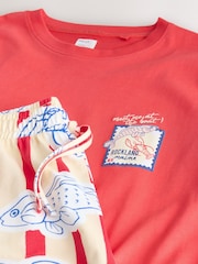 Red Stripe Fish Jersey Short Sleeve Pyjamas - Image 9 of 9