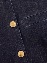 Reiss Dark Blue Athena Denim Long-Line Waistcoat - Image 6 of 6