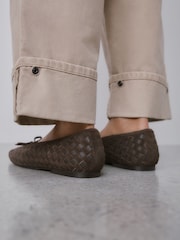 Chocolate Brown Forever Comfort® Leather Weave Ballet Flats - Image 10 of 10