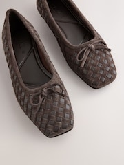 Chocolate Brown Forever Comfort® Leather Weave Ballet Flats - Image 4 of 10