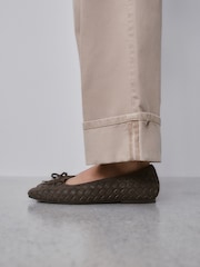 Chocolate Brown Forever Comfort® Leather Weave Ballet Flats - Image 7 of 10