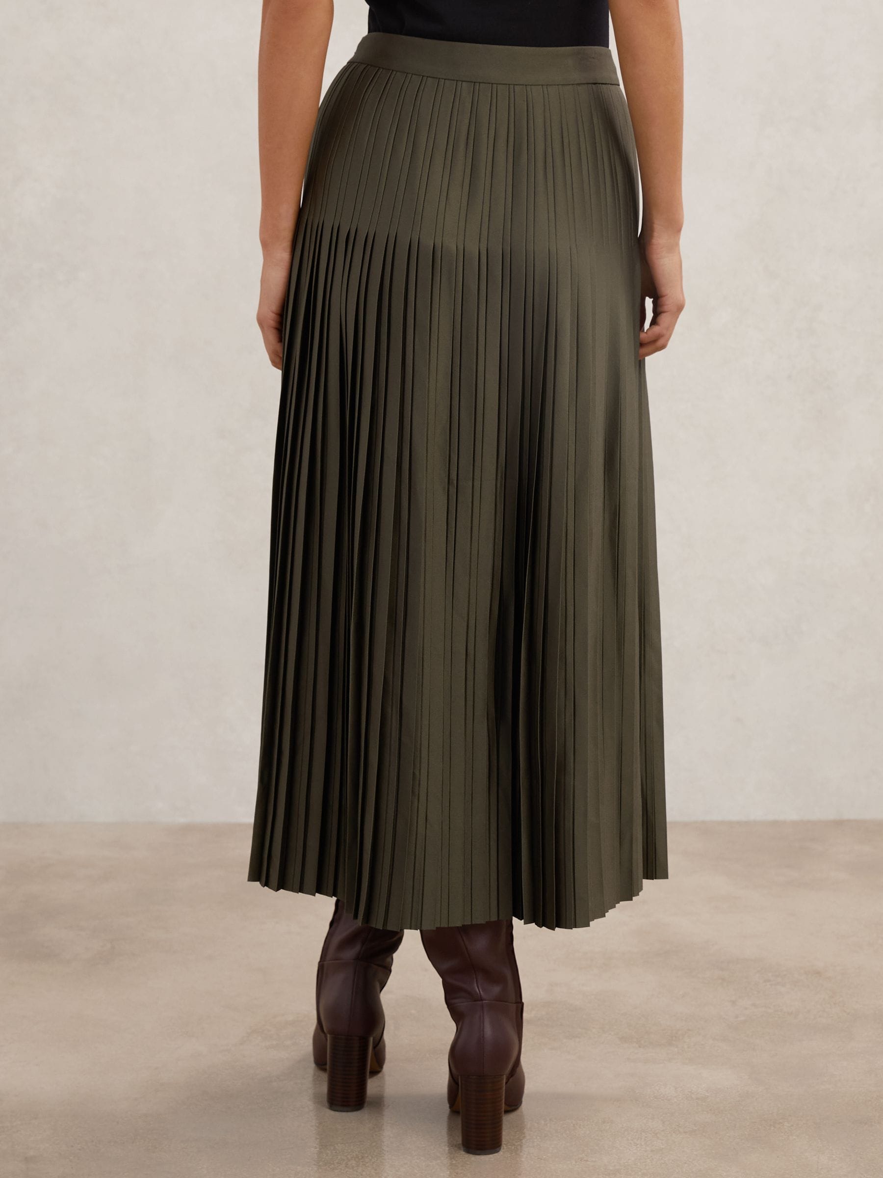 Buy Reiss Khaki Green Savannah Satin Pleated Midi Skirt from Next USA
