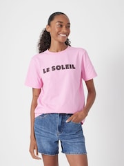 Hush Pink Le Soleil Slogan T-Shirt - Image 1 of 5