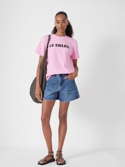 Hush Pink Le Soleil Slogan T-Shirt - Image 3 of 5