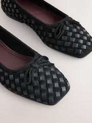 Black Forever Comfort® Leather Weave Ballet Flats - Image 5 of 9