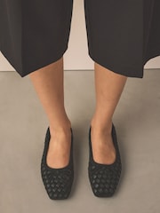 Black Forever Comfort® Leather Weave Ballet Flats - Image 6 of 9