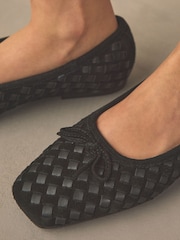 Black Forever Comfort® Leather Weave Ballet Flats - Image 9 of 9
