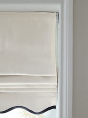Light Natural/Black Ready Made Blackout Thermal Scalloped Trim Cotton Roman Blinds - Image 6 of 7