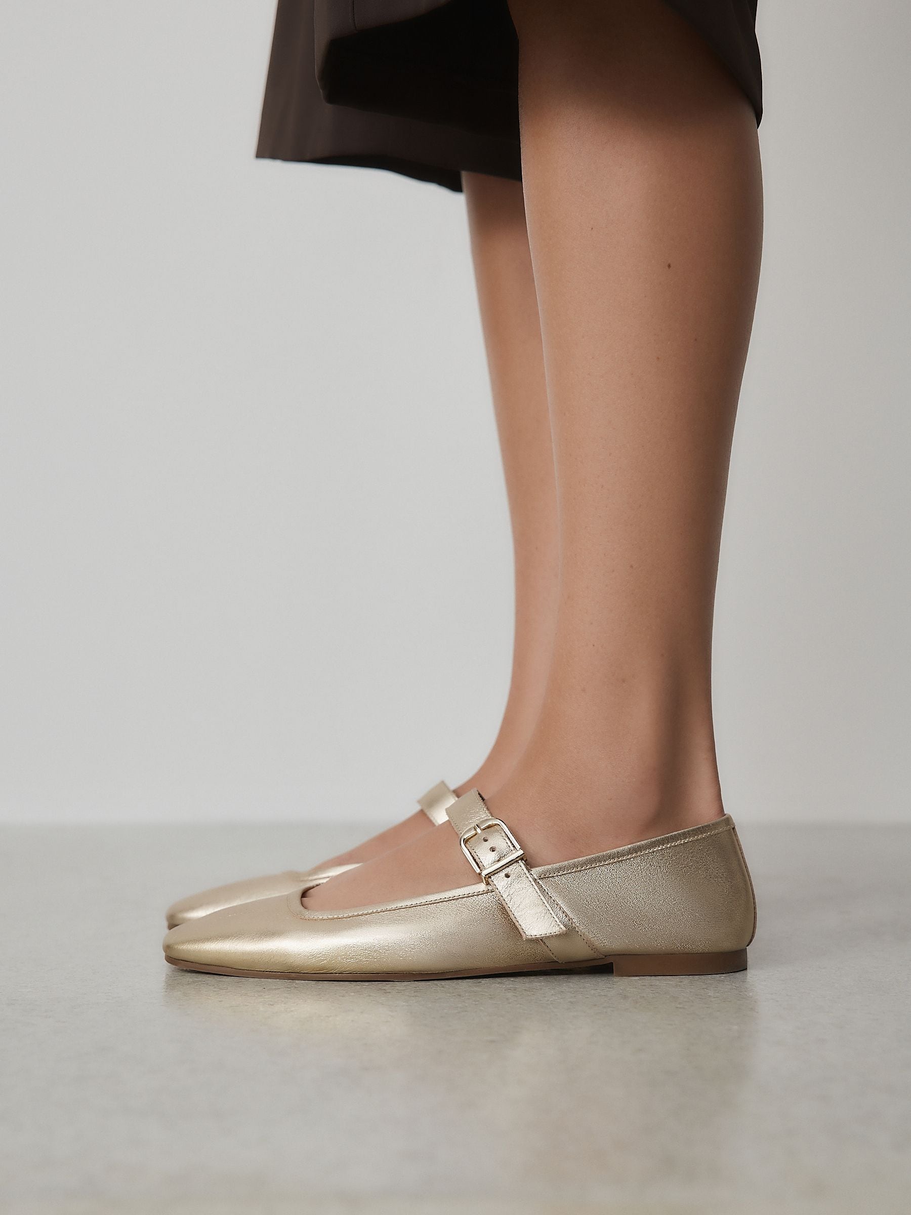 Buy Gold N. Premium Leather Mary Jane Shoes from Next USA