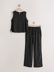 Black Abstract Viscose Vest Pyjamas - Image 1 of 3