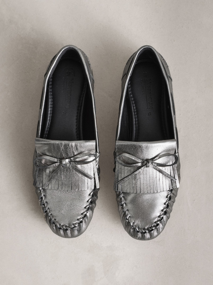 Pewter - N. Premium Ruched Bow Loafer - 10ичинен 1 сүрөт